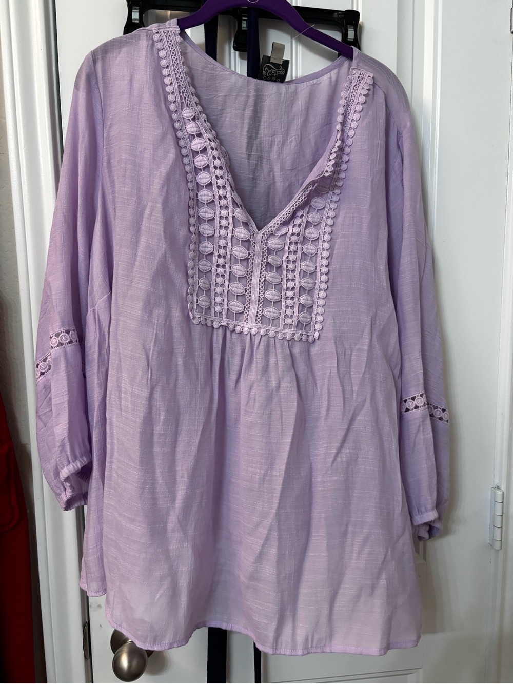 Como Vintage Lavender Crochet-Trim Tunic